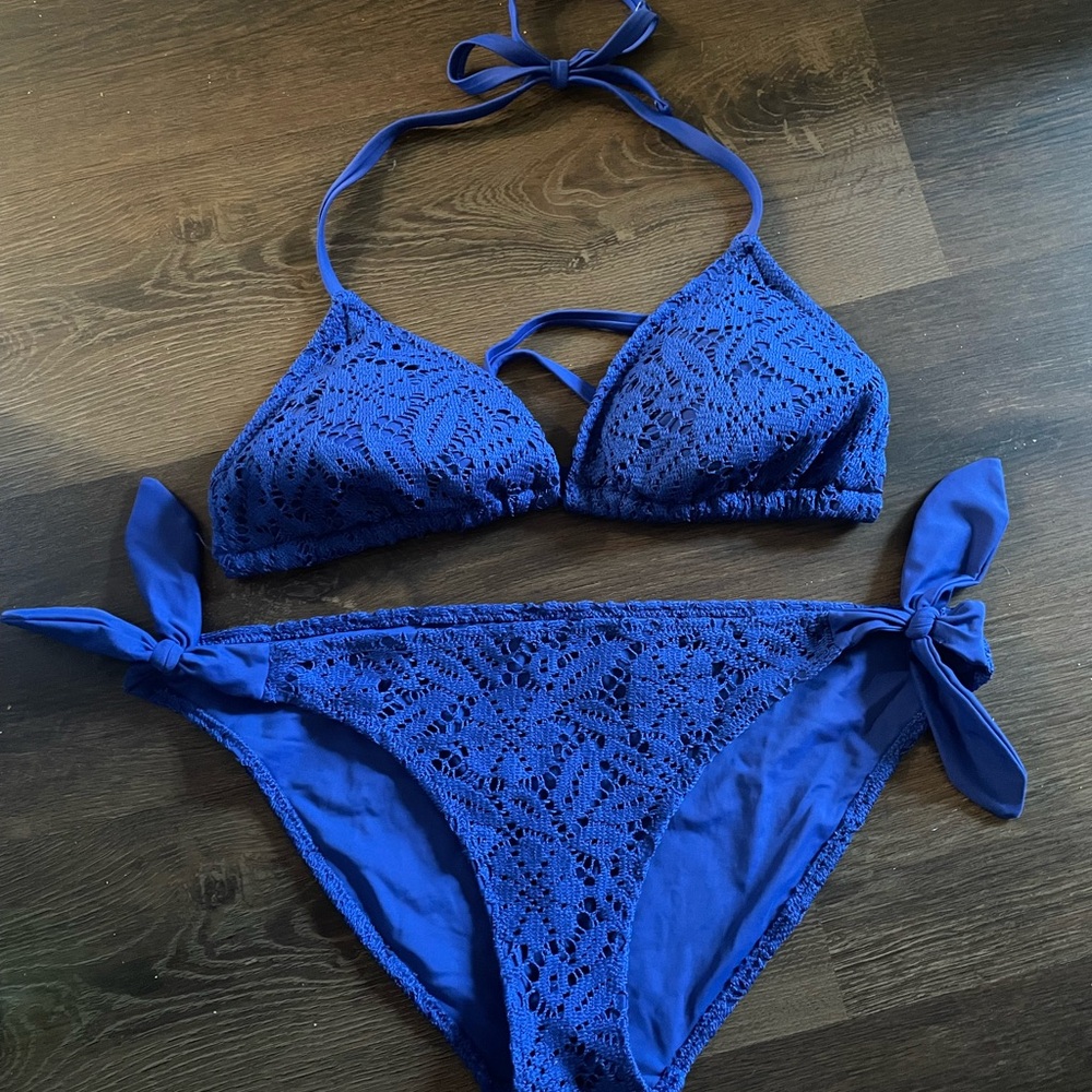 Aerie Royal Blue Crochet Bikini